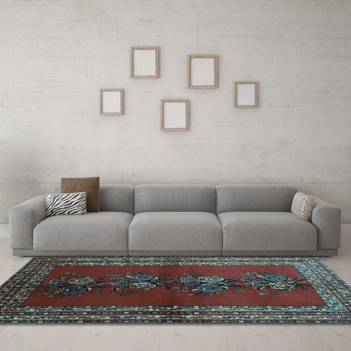 Machine Washable Persian Light Blue Traditional Rug in a Living Room, wshtr286lblu