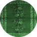 Round Persian Emerald Green Traditional Rug, tr286emgrn