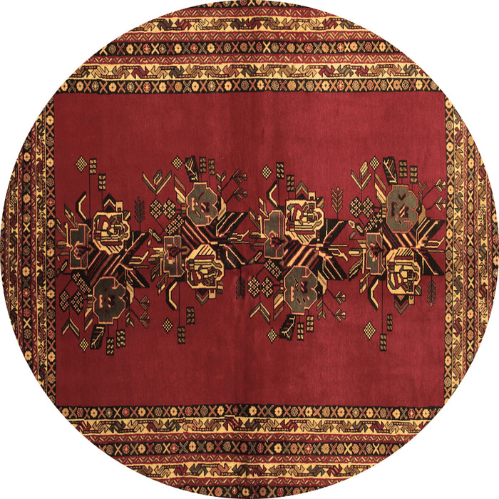 Round Persian Brown Traditional Rug, tr286brn