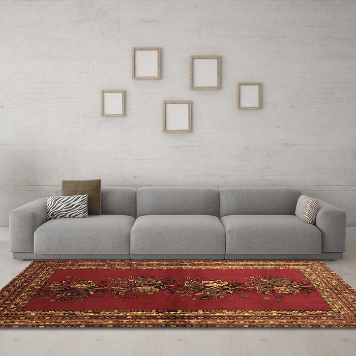 Machine Washable Persian Brown Traditional Rug in a Living Room,, wshtr286brn