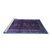 Sideview of Machine Washable Persian Blue Traditional Rug, wshtr286blu