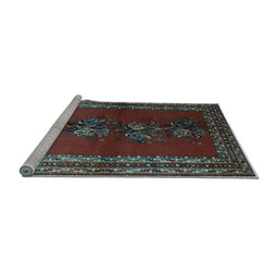 Sideview of Machine Washable Persian Light Blue Traditional Rug, wshtr286lblu