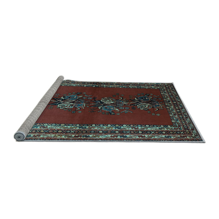 Sideview of Machine Washable Persian Light Blue Traditional Rug, wshtr286lblu