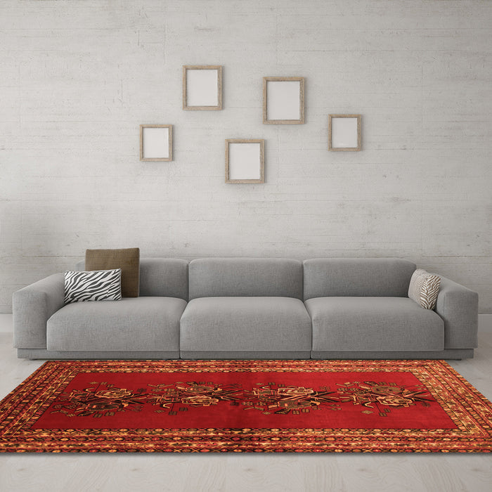 Machine Washable Persian Orange Traditional Area Rugs in a Living Room, wshtr286org