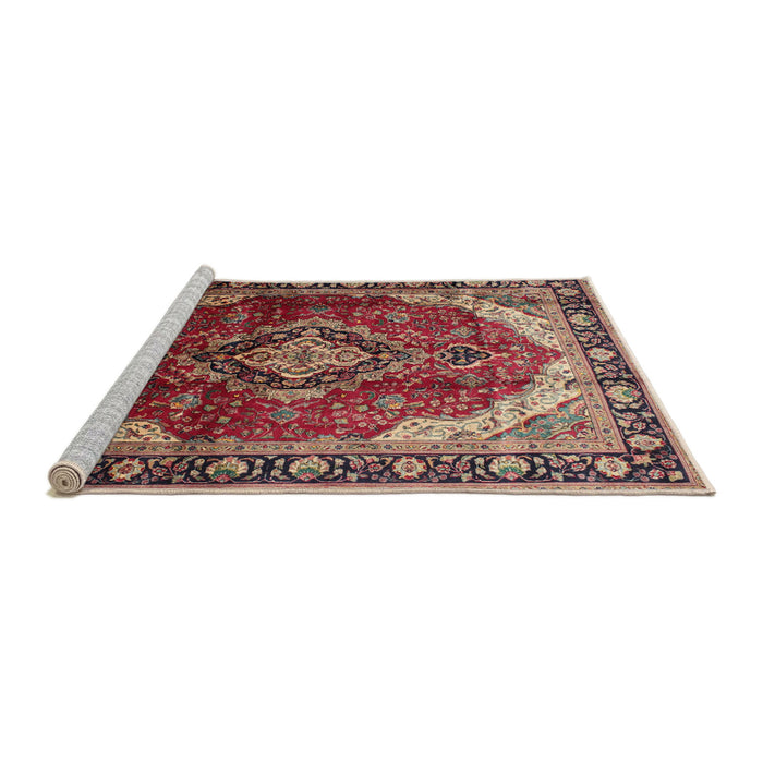 Sideview of Machine Washable Traditional Saffron Red Rug, wshtr287