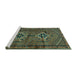 Sideview of Machine Washable Persian Turquoise Traditional Area Rugs, wshtr2870turq