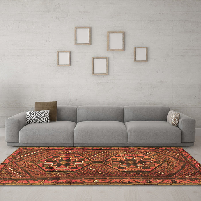 Machine Washable Persian Brown Traditional Rug in a Living Room,, wshtr2870brn