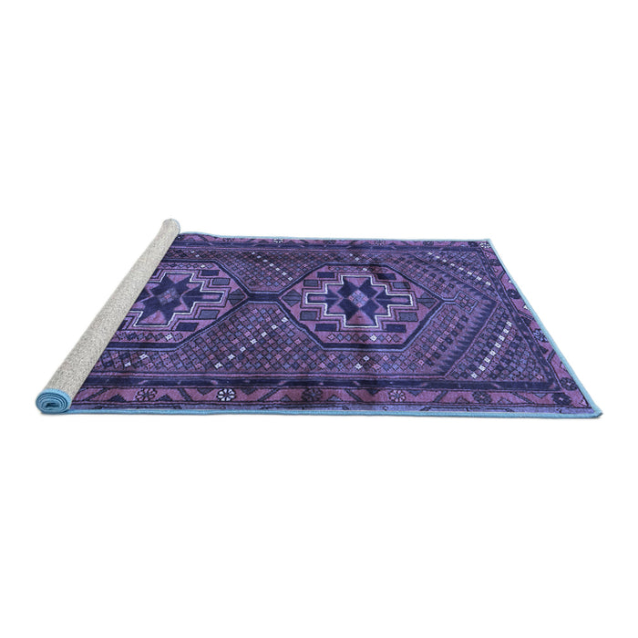 Sideview of Machine Washable Persian Blue Traditional Rug, wshtr2870blu