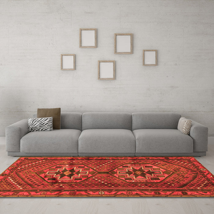 Machine Washable Persian Orange Traditional Area Rugs in a Living Room, wshtr2870org