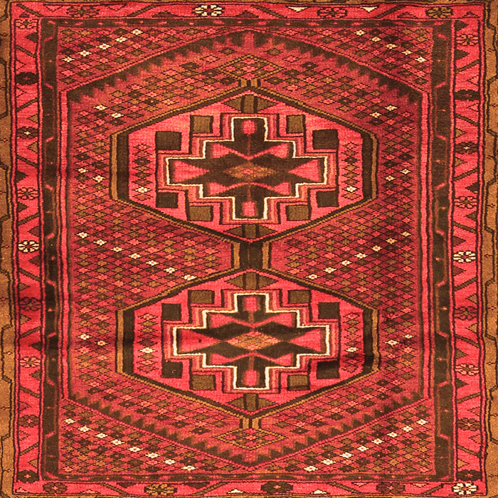 Round Machine Washable Persian Orange Traditional Area Rugs, wshtr2870org