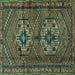 Square Persian Turquoise Traditional Rug, tr2870turq