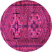 Round Machine Washable Persian Pink Traditional Rug, wshtr2870pnk