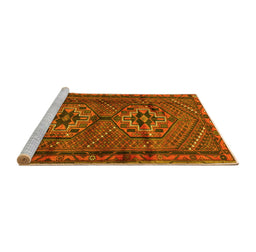 Sideview of Machine Washable Persian Yellow Traditional Rug, wshtr2870yw