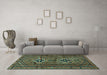 Machine Washable Persian Turquoise Traditional Area Rugs in a Living Room,, wshtr2870turq