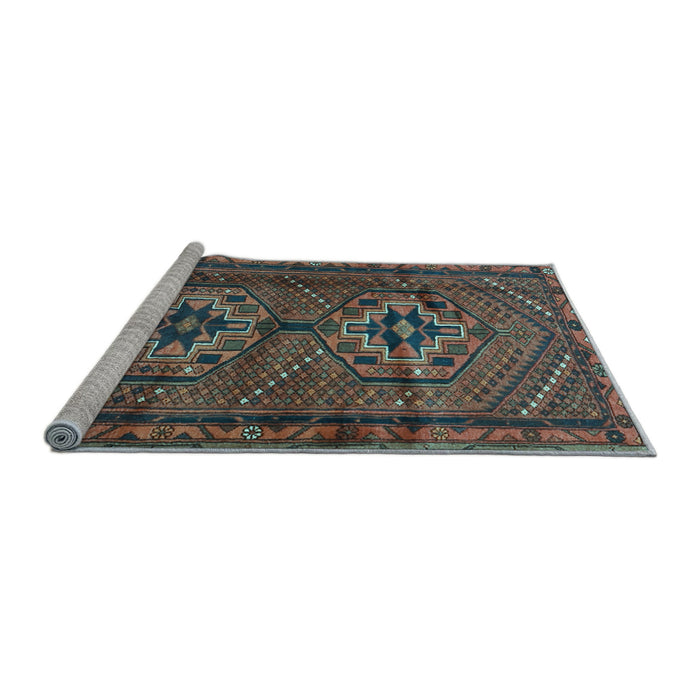Sideview of Machine Washable Persian Light Blue Traditional Rug, wshtr2870lblu
