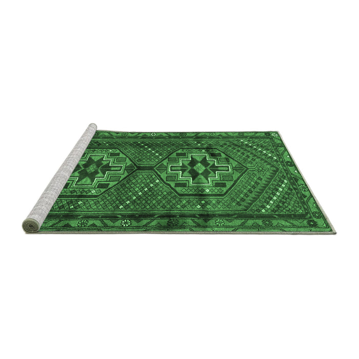 Sideview of Machine Washable Persian Emerald Green Traditional Area Rugs, wshtr2870emgrn