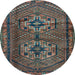 Round Machine Washable Persian Light Blue Traditional Rug, wshtr2870lblu