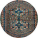 Round Persian Light Blue Traditional Rug, tr2870lblu