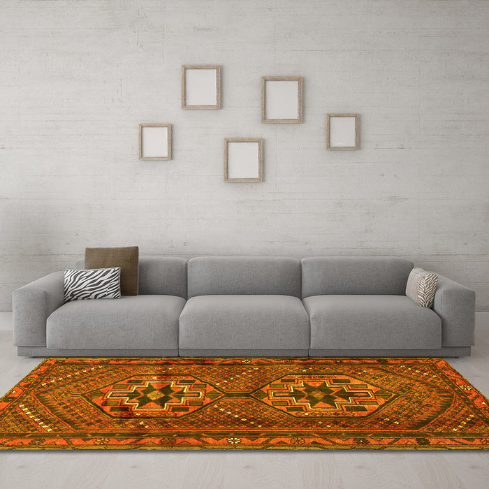 Machine Washable Persian Yellow Traditional Rug in a Living Room, wshtr2870yw