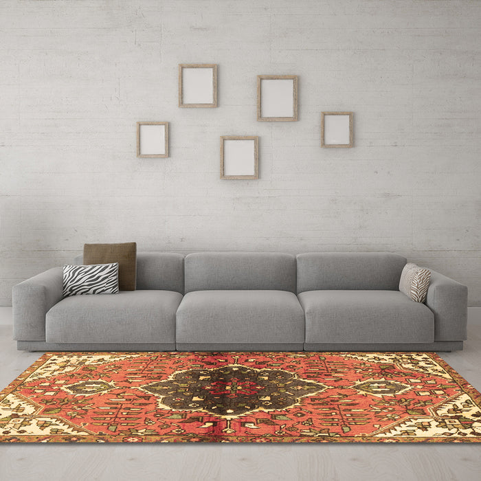Machine Washable Persian Brown Traditional Rug in a Living Room,, wshtr2871brn