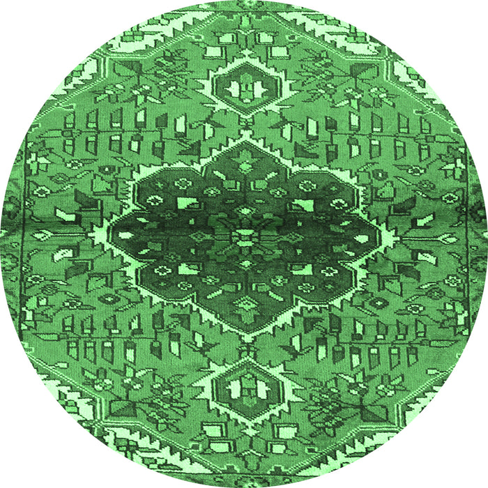 Round Persian Emerald Green Traditional Rug, tr2871emgrn