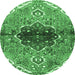 Round Persian Emerald Green Traditional Rug, tr2871emgrn