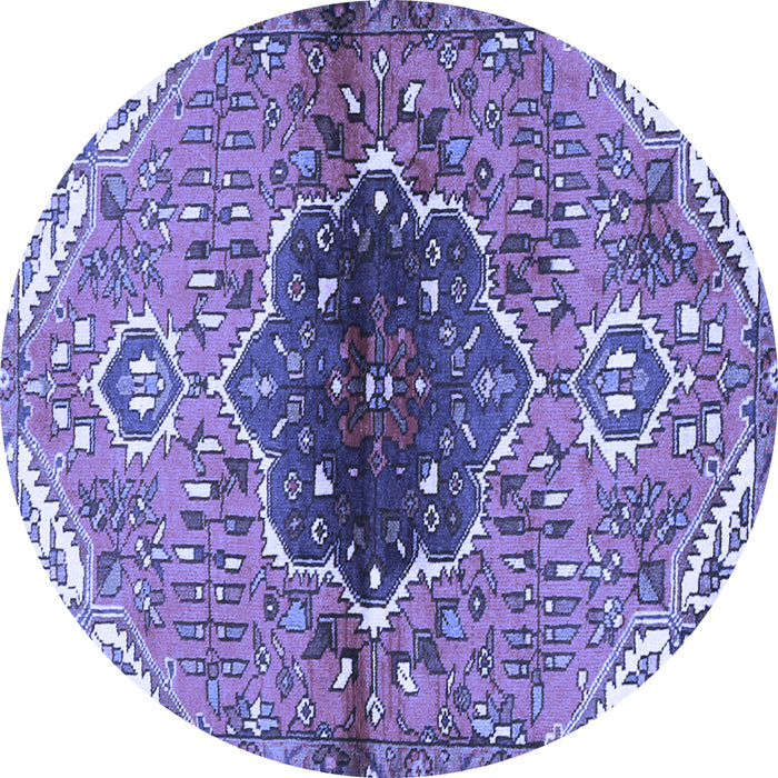 Round Machine Washable Persian Blue Traditional Rug, wshtr2871blu