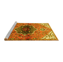 Sideview of Machine Washable Persian Yellow Traditional Rug, wshtr2871yw