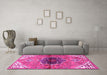 Machine Washable Persian Pink Traditional Rug in a Living Room, wshtr2871pnk