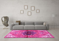 Machine Washable Persian Pink Traditional Rug, wshtr2871pnk