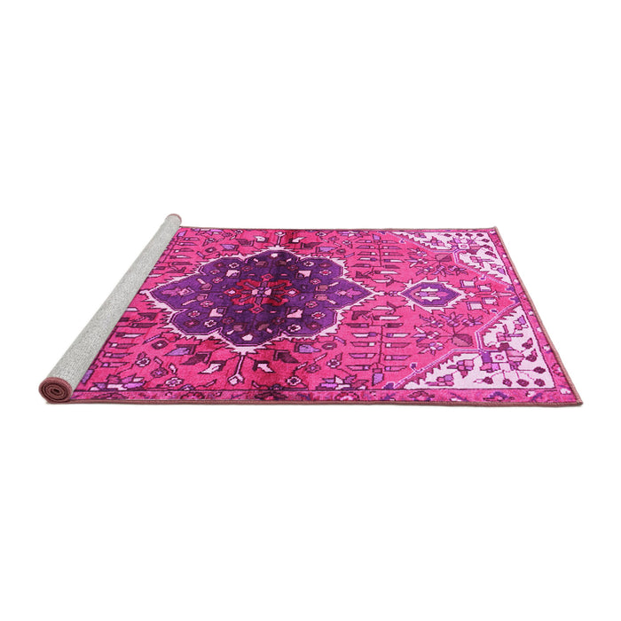 Sideview of Machine Washable Persian Pink Traditional Rug, wshtr2871pnk