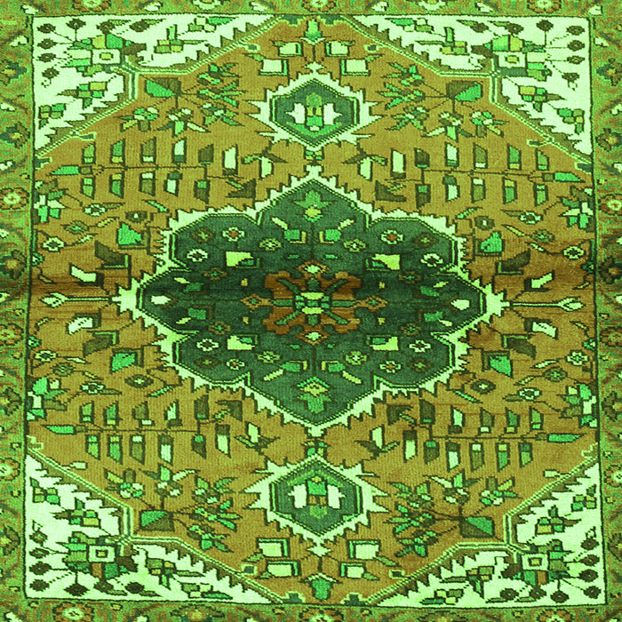 Round Machine Washable Persian Green Traditional Area Rugs, wshtr2871grn