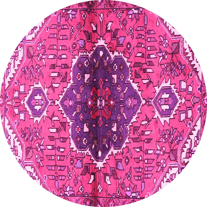 Round Machine Washable Persian Pink Traditional Rug, wshtr2871pnk