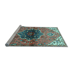 Sideview of Machine Washable Persian Light Blue Traditional Rug, wshtr2871lblu