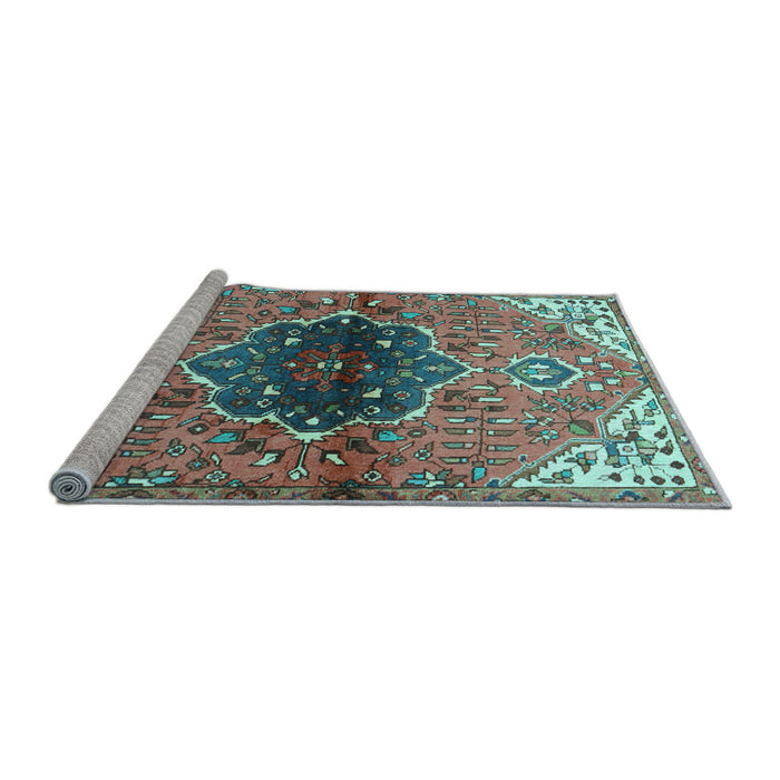 Sideview of Machine Washable Persian Light Blue Traditional Rug, wshtr2871lblu