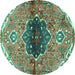 Round Persian Turquoise Traditional Rug, tr2871turq