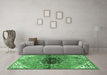 Machine Washable Persian Emerald Green Traditional Area Rugs in a Living Room,, wshtr2871emgrn