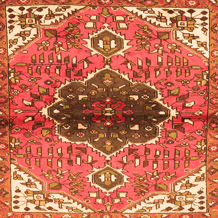 Round Machine Washable Persian Orange Traditional Area Rugs, wshtr2871org