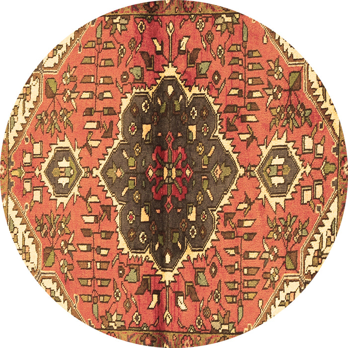 Round Persian Brown Traditional Rug, tr2871brn