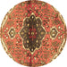 Round Persian Brown Traditional Rug, tr2871brn