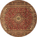 Round Persian Brown Traditional Rug, tr2872brn