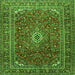 Round Machine Washable Persian Green Traditional Area Rugs, wshtr2872grn