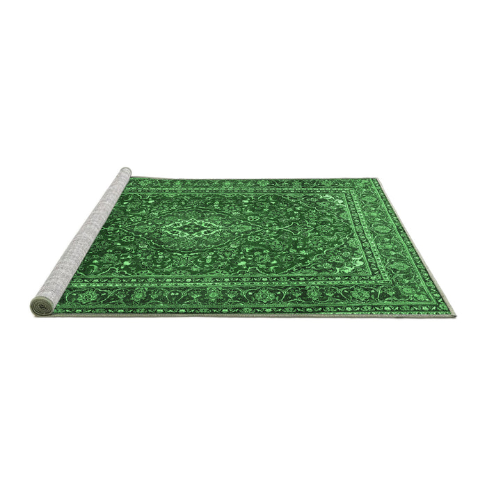 Sideview of Machine Washable Persian Emerald Green Traditional Area Rugs, wshtr2872emgrn