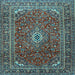 Square Machine Washable Persian Light Blue Traditional Rug, wshtr2872lblu