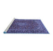 Sideview of Machine Washable Persian Blue Traditional Rug, wshtr2872blu