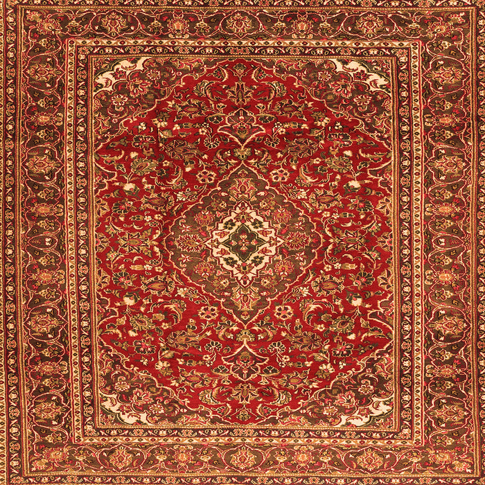 Round Machine Washable Persian Orange Traditional Area Rugs, wshtr2872org