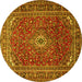 Round Machine Washable Persian Yellow Traditional Rug, wshtr2872yw