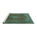 Sideview of Machine Washable Persian Turquoise Traditional Area Rugs, wshtr2872turq