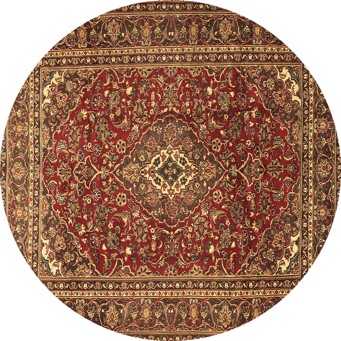 Round Machine Washable Persian Brown Traditional Rug, wshtr2872brn