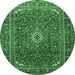 Round Persian Emerald Green Traditional Rug, tr2872emgrn